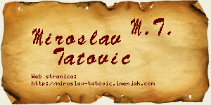 Miroslav Tatović vizit kartica